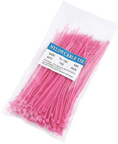 Brussel 100Pcs 150mm Durable Self-Locking Zip Ties Wraps Fireproof Nylon Wire Management Office Home Cable Ties Binding Wrap Straps Pink