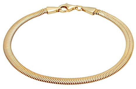 Kuzzoi Silber-Armband Herren Goldenes Herrenarmband (4mm) 925 Silber | vergoldet für den Mann Fischgrätenmuster handgefertigt Länge 19-23 cm