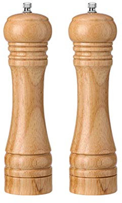 Set di smerigliatrice per sale in legno e pepe, 5 pollici, 8 pollici e 10 pollici manuale saliera saliera manuale, legno massello con grigi regolabili (Color : 8 and 8 inch)