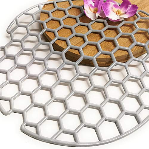 Kerafactum Spülbecken Gummimatte Spülbeckeneinlage | Abtropfmatte Antirutschmatte für Schubladen Schutzmatte rund für Spühlbecken | Schutzmatten Anti Rutsch Waschbecken Gummi Matte | grau 1 St.