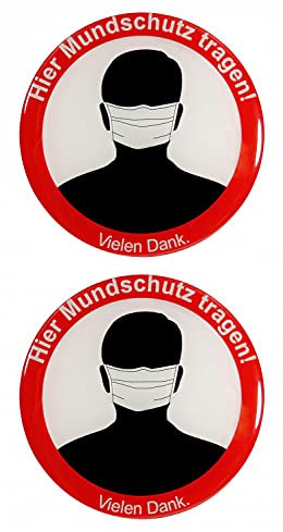 BIKE-label Hinweisschild 3D Aufkleber Dm 90 mm 2 Stück Mundschutz tragen 900166VE