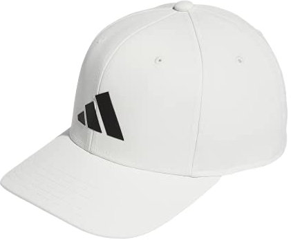 adidas Men's Three Bar Structured Snapback Adjustable Fit Cap, Non Dyed White/Light Onix Grey, One Size