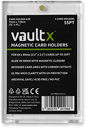 Vault X Portacartas Magnético de 55pt (Pack de 5), Fundas Rígidas One Touch Transparentes, Protección UV, para Cartas Coleccionables