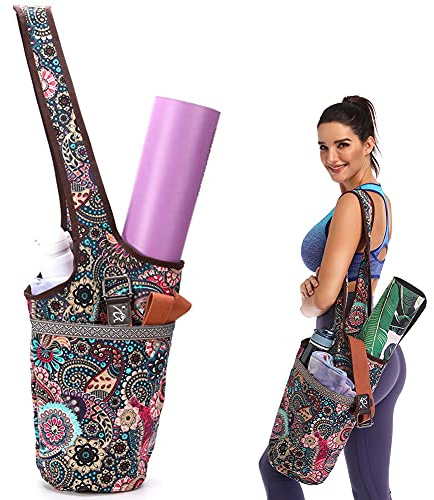 Tyuodna Segeltuch Yogatasche,Yogatasche Groß mit Mehrere Taschen,Yogamatte Tasche mit Tragegurt,Segeltuch Schultertasche für Yogamatten & Trainingsmatten