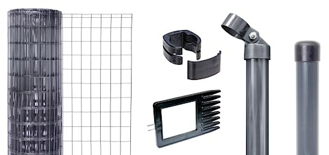Alberts 669096 Fix-Clip Pro als Zaun-Komplettset, zum Einbetonieren | verschiedene Längen und Höhen - wahlweise in verschiedenen Farben | anthrazit | Höhe 122 cm | Länge 75 m