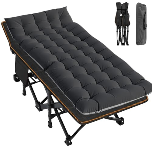 LILYPELLE Oversized XXL Folding Camping Cot, 78 L x 32 W x 18 H Heavy Duty Sleeping Cots with Carry Bag, Double Layer Oxford Portable Travel Camp Cots for Home, Office Nap and Outdoor Beach