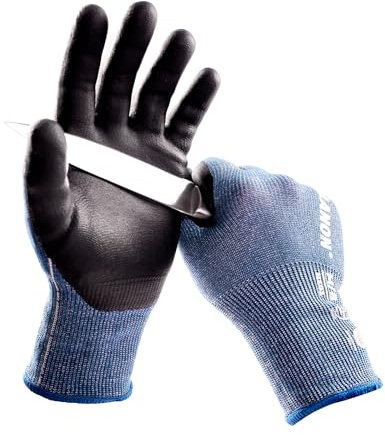 LANON Cut Resistant Gloves, ISO 13997 Level C, Nitrile Coated Work Gloves with Grip, 3D Comfort Fit, Mechanic Cut Proof Gloves, 1 Pair, Medium