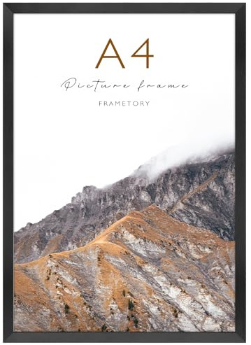 Frametory A4 schwarzer Aluminium-Bilderrahmen, Acrylabdeckung, 1 Packung