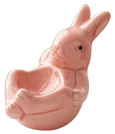 MUCKLILY Porte-œufs Céramique Forme De Lapin Présentoir à Œufs Durs Décoration De Bureau Boîte à Œufs Mignonne