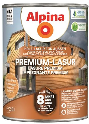 Alpina Premium-Lasur Oregon Pine 2,5 Liter seidenmatt