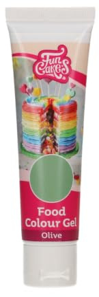 FunCakes Food Colouring Gel Olive, Concentrated Food Dye for Dough, Cream, Fondant, Sugar Paste, Marzipan, Food Coloring Gel, Halal, 30 g | Highly concentrated, For fondant, butter cream, marzipan, icing and cake dough, Stable to baking up to 392°F