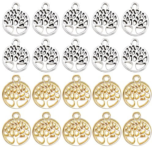Reccisokz 20 Stück Anhänger für armbänder Kettenanhänger Armband anhänger Charms Anhänger, Baum des Lebens zum Schmuck Basteln, Gemischte Anhänger Kette Armbänd Ohrringe Halskette