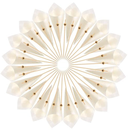 iplusmile 200 Conos De Charcutería Desechables con Palos Conos De Helado De Madera Palillos De Cóctel Palillos De De Bambú Aperitivos De Comida Pinchos De Cóctel para Boda Fiesta De