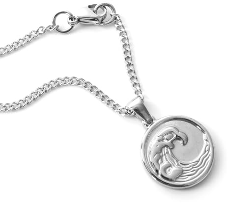 OceanJewel Silver Wave Pendant Necklace, Mens Silver Necklace, Men's Fashion Jewellery, Stainless Steel Necklace, summer jewellery, gifts for him, boyfriend gifts (20 inch)