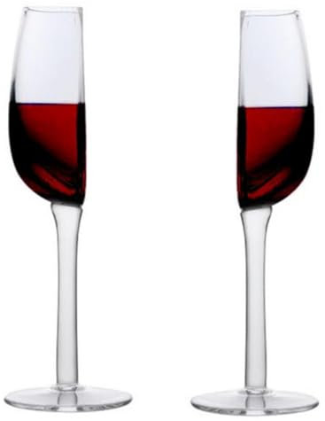 Generico: Set di 2 bicchieri da vino con gambo lungo - Mezza tazza da vino a semicircolare - Capacit: 140ml e 340ml