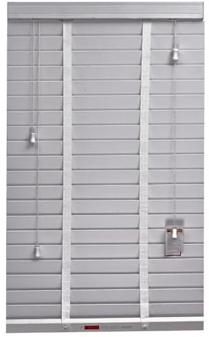 REHAN & CO Faux wood window Venetian Blinds 50mm Slats with String/Tape Blinds Aluminium Headrail Trimmable Child Safe Home Office Window Blind (Grey Tape, 150Wcm x 150Hcm)