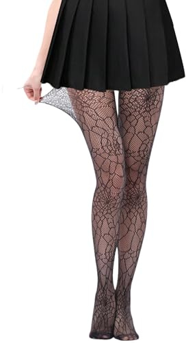 Strumpfhose Halloween Damen,Hexe Kostüm Accessoires Netzstrumpfhose Spinne | Schwarz Spinnennetz Muster Strumpfhosen,Spinnen Hexenkostüm Fishnet Strümpfe,Gothic Spinnenkostüm Tight für Kinder Erwachsene