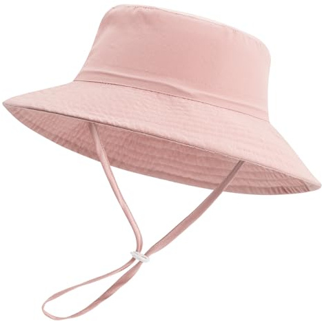 LACOFIA Justerbar baby solhatt baby sommarhatt med solskydd brett brätte simning strand pool, A-ljusrosa, 3-7 anni