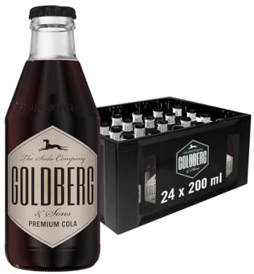 GOLDBERG Premium Cola mit Karamell- & Citrusnoten - 24x0,2l Glasflaschen | Premium Cola als Filler mit Karamell- und Citrusnoten für Cocktails, Longdrinks und alkoholfreie Mixgetränke, Glasflasche
