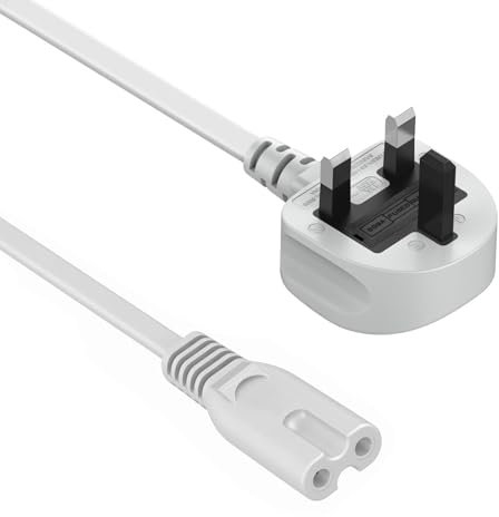 UK Power Cable Kettle Lead Power Cord 2 Pin Mains Power Cable Compatible with PS5/PS4/PS3 (1.2M)