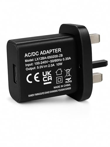 YIMINGOUFEI 5V 2A 10W UK Charger, USB-A Port, 100-240V, Black | Compact travel-ready power for phones, tablets and speakers