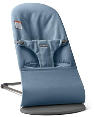 BabyBjörn Bouncer Bliss, gewebtes Melange, Blau | 2-in-1 verstellbarer Babywippsitz und Kleinkindstuhl, Neugeborenes bis Kleinkind (3,6–13,2 kg), 4 Positionen, leicht und tragbar