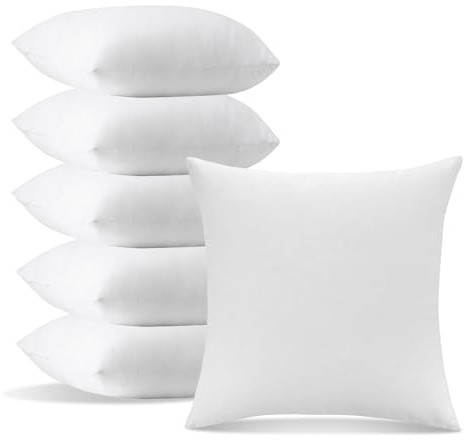 Easy Speed Relleno Cojin Fibra Hueca Siliconada 100% Poliéster, Almohada de Cama Sofá Mullido Suave e Indeformable, Alta Transpirabilidad, Hipoalargénica, Antialérgenos, Antimoho (50x50cm, 6 Unidades)