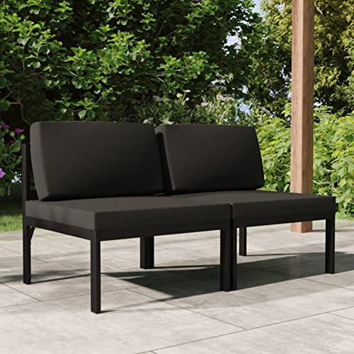 Xichuzi Gartensofa 2-Sitzer mit Kissen, Lounge Sofa Outdoor, Garten Loungemöbel, Gartensofa, Gartenlounge, Balkon Set Möbel, Aluminium Anthrazit