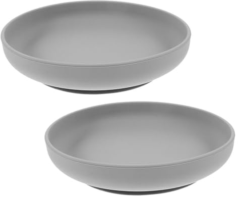 Lot de 2 Assiette Antidérapante Silicone pour Seniors Et Personnes Handicapées Plaque Anti-déversement Avec Ventouse Pour Repas Autonomes Gris Foncé Repas