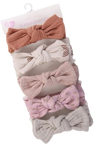 Huvudbågar för flickor, båge pannband för flickor,Baby Girl pannband med bågar - 18x3,5 cm huvud wrap hårtillbehör, uppsättning av 5 hårband med knut för fotobås rekvisita