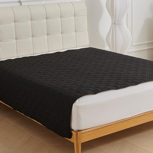 Hearda Alèses de Lit Absorbantes Lavable Alèses Réutilisable pour Incontinence, Adultes et Enfants, Protège-Matelas Imperméable, pour Incontinence, 1 Pièce, Couleur Unie (Noir,100x127cm)