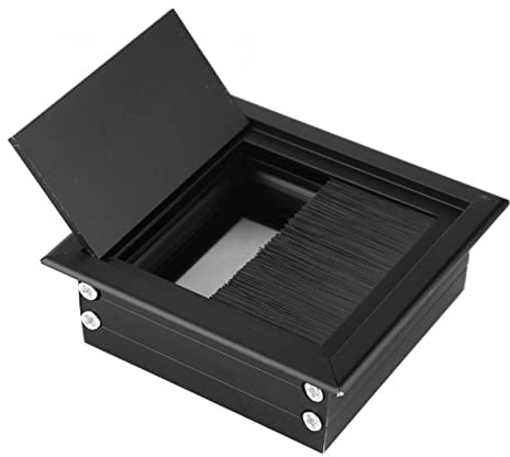 Pasacables para escritorio, 2 tapas for orificios de cables, rectangulares, de aleación de aluminio, for mesa de escritorio, con cepillo