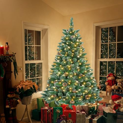 LZQ Künstlicher Weihnachtsbaum mit Beleuchtung, Tannenbaum Künstlich, PVC Christbaum mit Wasserdichten Lichtern für Weihnachten Dekoration,120CM/150CM/180CM/210CM/240CM (210 cm)