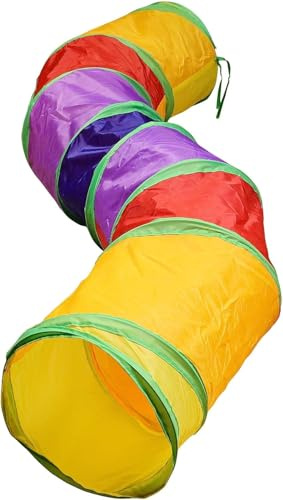 Cat Tunnel, S-Type 2 Way Rabbit Tunnel Cat Toy Foldable Tunnel Toy Pet Play Tunnel Tube for Indoor Kittens, Puppies, Rabbits (Rainbow)