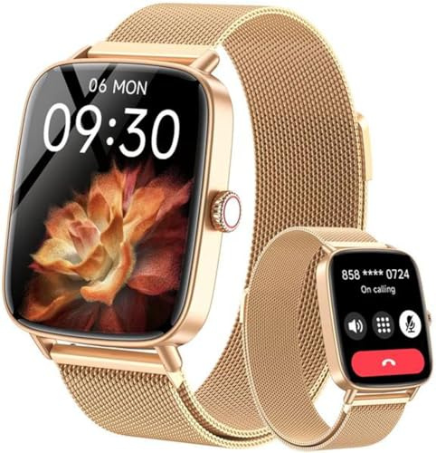 Gydom Smartwatch Damen mit Telefonfunktion 1.85 HD Metall Fitnessuhr Fitness Tracker Herzfrequenz/SpO2/Schlaf/IP68 Wasserdicht Sportuhr Schrittzähler Uhr für Android iOS Roségold