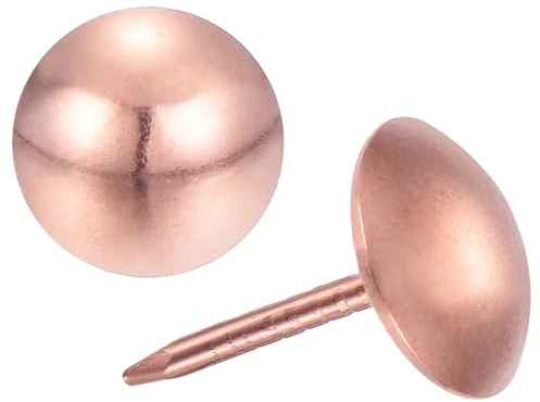 QUARKZMAN Polsternägel Möbelstifte 200 Stück 11x17mm Reißzwecken Sortiment Kohlenstoffstahl Für Wohnzimmersofa DIY Dekorative Nagelköpfe Nägel Roségold