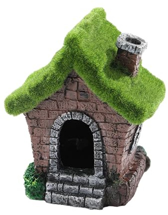 perfk Decorazione per Acquario, casa per Pesci, Statua da Giardino, nascondiglio, capanna, Accessori per Acquario, Statuetta Decorativa per Bonsai, Prato,