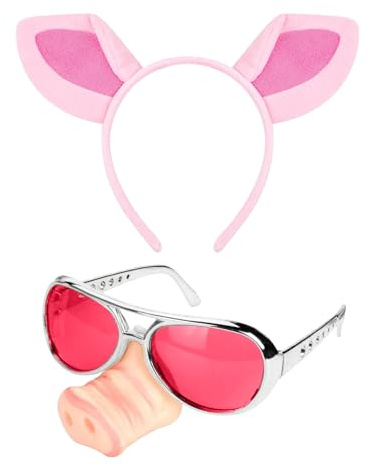 OAAO 1 Stück Kreative Schweinenasen-Partybrille, 1 Plüschtier-Stirnband, Ballkleid-Up-Brille, Rollenspiel-Kopfschmuck, Foto-Requisiten.