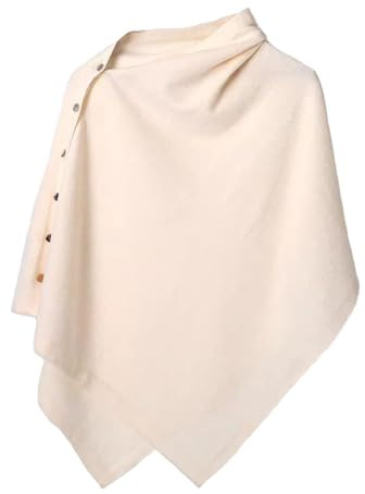 Makroyl Women's Button Multiway Ponchos Shawl Wrap Knitted Shawl Cashmere Feel Wrap Versatile Cardigan Cape Scarf for Winter (Beige)
