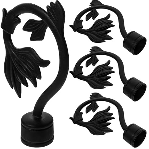 NUOBESTY Remates Decorativos para Barras de Cortina Romanas 28 Mm, 4 Piezas, Varios Estilos, Material Abs Resistente, Color Negro, Accesorios para Decoración y Renovación de Ventanas