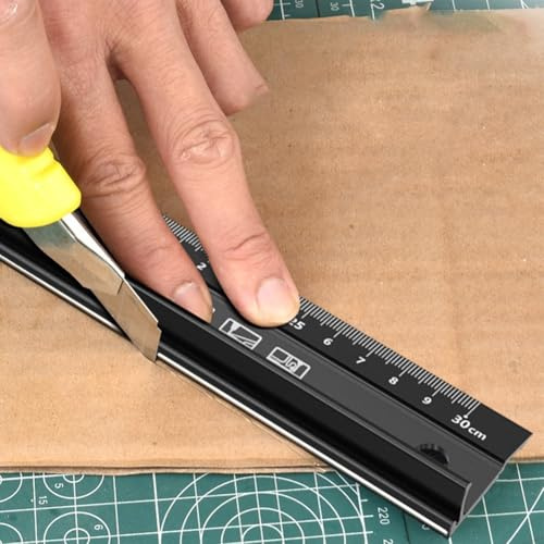 Regla de aluminio de 20 cm, agarre antideslizante resistente, antisangrado para bordes para cortar, manualidades, oficina y uso escolar (30 cm)
