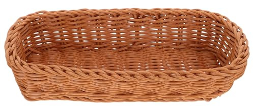 HOMSFOU Cestino Portaoggetti Intrecciato in Plastica per Posate e Bacchette, Contenitore Compatto Angoli Lisci per Cucina e Sala da Pranzo, Porta Stoviglie Versatile e Salvaspazio