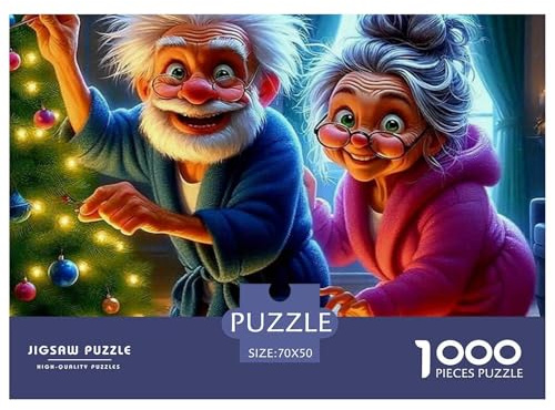 Christmas Couple Puzzle for Adults & Kids | Detailed 1000 Pieces -Monkey Couple Christmas Tree Recycled Paper Wall Decoration And Gifts70x50cm/1000pcs