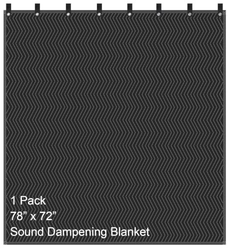 78 x 72 Large Studio Sound Dampening Blanket, Sound Insulated Blanket with Grommets, Sound Absorbing Blanket for Soundproofing Noise Reduction/Light Blocker Basement Recording Studio