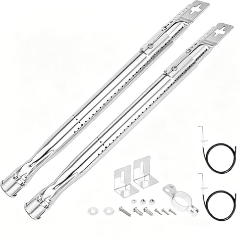 GFTIME BBQ gasolgrill ersättning rostfritt stål rörbrännare för universal, perfekt låg, uniflame, lågmodellgrillar 2 Pack SILVER