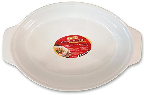 Guardini, Plat de cuisson ovale 36x24 cm, Céramique, Convient aux fours traditionnels et micro-ondes, Blanc, Ligne Ceramica