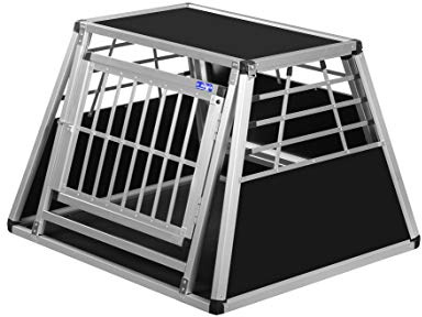 ALPUNA Transportbox N21 – Aluminium Hundebox 82×90×63 cm – Auto Hundebox mit Notausstieg, sicherer Hundetransport im Kofferraum