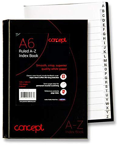 Concept Notebook A6 Lined Hardcover Notebook, Premium Paper, Ruled Journal Notebook, Address Book, Organiser, Student & Teacher Planner, Perfect for School, Office & Home