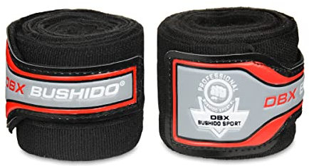 DBX Bushido B1 Elastische Bandagen Boxen 4m, Flexibel Boxing Bandage mit starkem Klettverschluss, Boxbandagen für Boxen, MMA, Kickboxen und oder Kampfsport