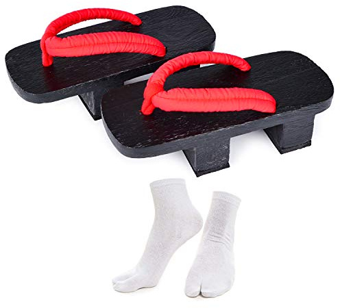 Japanese Wooden Clogs Sandals Japan Traditional Shoes Geta With Tabi Socks (US 10/27.5cm)